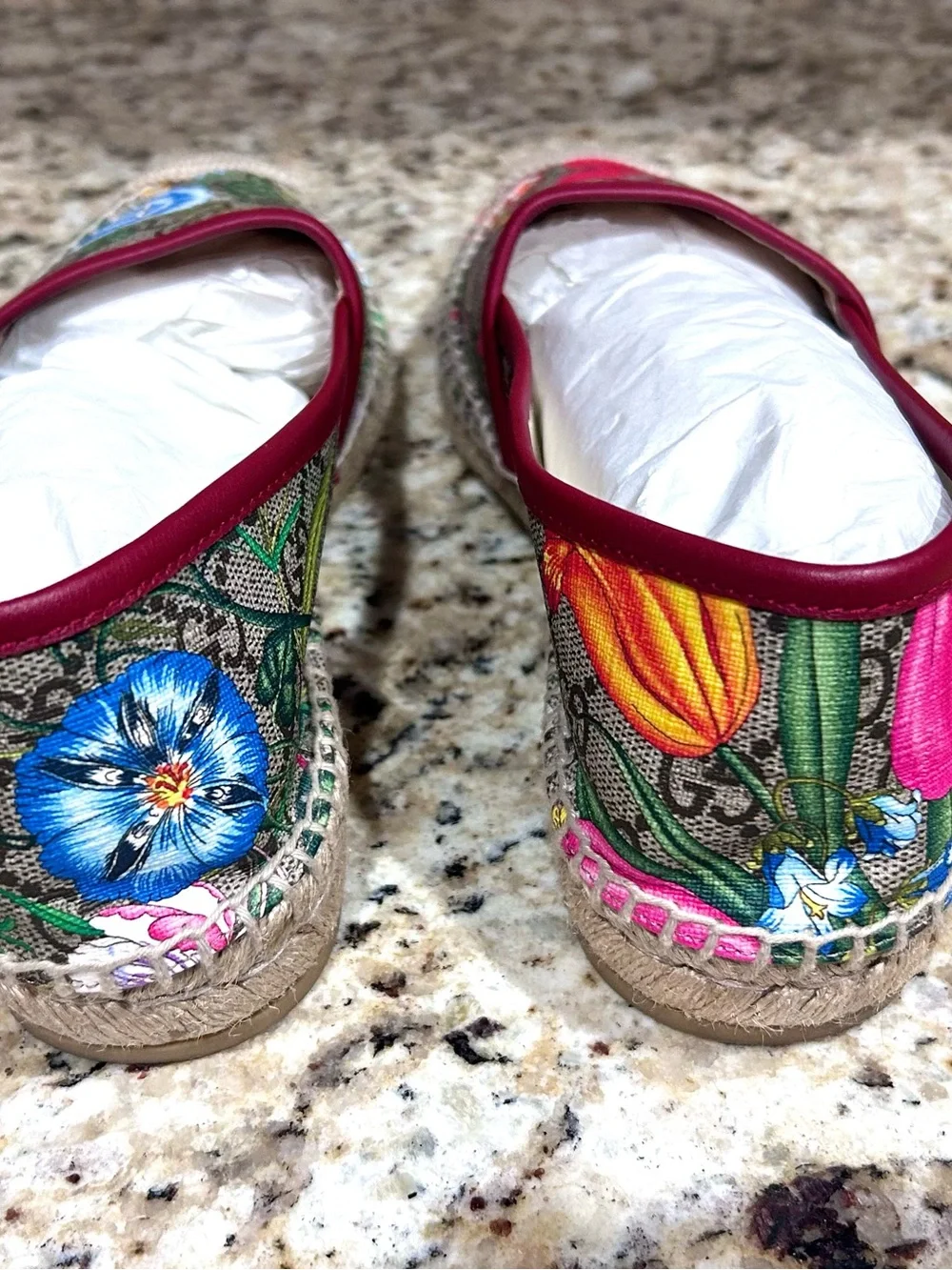 Gucci Floral Canvas Espadrilles in Pink and Green